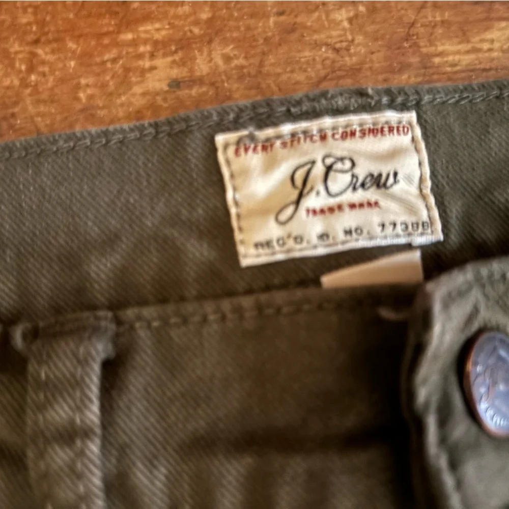 J Crew 770 32x34 olive green denim